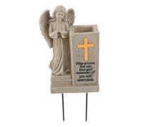 MERRYHAPY Memorial Grave Vase Angel Wing Cherub Statue with Spike for Easy Ground Insertion Spacious Cemetery Vase Holder for Fresh Flowers Elegant Garden Ornament and Headstone Decoration