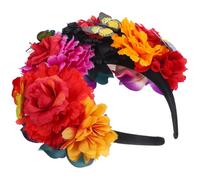 MERRYHAPY Mexican Costumes for Women and Flower Headband Rave Accessories for Day of The Dead Party Simulated Flower and Butterfly Headpiece for Cosplay