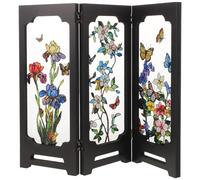 MERRYHAPY Miniature Folding Screen Room Divider, Oriental Style Compact Foldable Privacy Panel with Butterflies Blossom Design, Small Space Decorative Asian Art Decor for Home Office