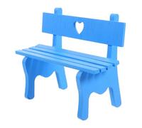 MERRYHAPY Miniature Park Bench Blue Mini House Furniture Garden Seat Model with Arms for Dollhouse Patio Decor Micro Landscape Accessories