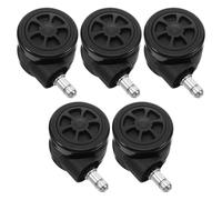 MERRYHAPY Office Chair Wheels Replacement Easy Installation and Smooth Rolling Action 5pcs Stem Casters with Polyurethane and Metal Material for Hardwood Floor for Home and Office Use