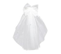 MERRYHAPY Pet Wedding Veil with Artificial Pearl Bow Comb Small Dog Veil Hair Accessory for Weddings Valentine S Day Themed Parties Comfortable Fit for Various Small Pets Handmade Decorative