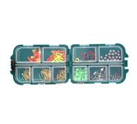 MERRYHAPY Portable Fishing Accessory Set Double Face Folding Design 157 Pcs with Plastic and Metal Hooks, Rust-proof Components 10 Separate Cubicles for Pole Fishing and Outdoor Angling