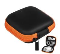 MERRYHAPY Portable Mini EVA Earphone Pouch with Soft Lining and Mesh Pocket Hard Water-resistant Headphone Case for Travel and Daily Use Orange Compact Storage Box for Earbuds USB Cables and