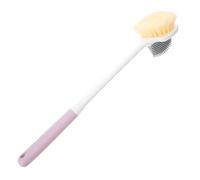 MERRYHAPY Purple Double-Sided Foot Scrubber Brush with Long Handle for Shower Soft Bristles for Toe Gap Cleaning and Foot Exfoliation Easy Rinse Versatile Bathroom Accessory