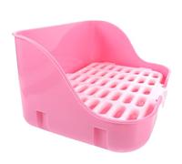 MERRYHAPY Rabbit Litter Box with Detachable for Small Pets Safe Mesh Edges Prevent Scratches Easy to Clean Partitioned Design Compact Pink Pet Toilet for Guinea Pigs and Bunnies in
