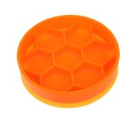 MERRYHAPY Silicone Slow Feeder Dog Bowl with Suction Cup Anti-choke Pet Food Dish for Healthy Eating Non-slip Lightweight Pet Feeding Plate for Travel Small Orange Design