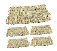 MERRYHAPY Small Animal Grass Mat 5pcs Set, Woven Sleeping Pads for Rabbits, Hamsters and Guinea Pigs, Small Size All-season Cozy Bedding for Habitats