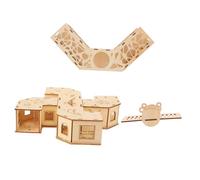 MERRYHAPY Small Pet Wooden Tunnel for Hamsters and Rodents Exercise Maze with Bunker and Seesaw Interactive Agility Playground to Stress and Promote Healthy Activity