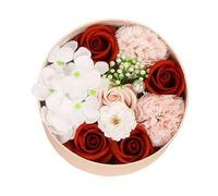 MERRYHAPY Soap Feature round Small Flower Box Red Girlfriend for Delicate, Romantic Soap Flower Arrangement Box Never Fade Valentine's Day, Christmas Gift and Home Decoration