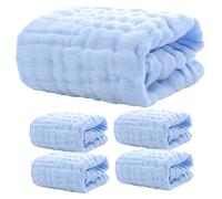 MERRYHAPY Soft Washcloths Set 5 Pack of Muslin Burping Cloths for Newborns Gentle Skin Necessities