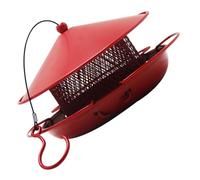MERRYHAPY Three-layer Outdoor Squirrel Proof Wild Bird Feeder Metal Hanging Bird Feeders Red