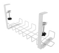 MERRYHAPY Under Desk Cable Management Rack White with Zip Ties Cord Organizer Basket for Home Office Power Strip Holder Wire Storage Tray