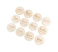 MERRYHAPY Unique Baby Birth Month Number Cards 12pcs Baby Milestone Cards Month Year Wooden Fashion Design