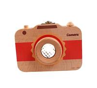 MERRYHAPY Unique Wooden Camera Tooth Box Tooth Holder Tooth Organizer Teeth Hole for Red Home Use Memory Box