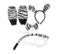 MERRYHAPY Unique Zebra Animal Cosplay Set with Headband Tail and Gloves for Festival Parties Carnival Halloween and Dance Costumes Flexible Fit for Various Ages Eye-catching Cartoon Animal