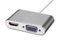 MERRYHAPY Usb3.1 Type-c to Video and Vga 2 in 1 Adapter with Ultra-thin Design and High-speed Transmission, Aluminium Alloy and Abs Material, Compatible for Professional Use
