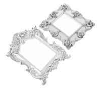MERRYHAPY Vintage photo frames 2Pcs resin rectangular silver mini ornament frames for DIY photo props and home décor jewelry display