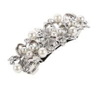 MERRYHAPY Vintage Rhinestone Bridal Hair Clip with Pearls Alloy Flower Hair Barrette for Weddings and Parties Metal Rhinestone Hairpin for Women