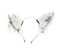 MERRYHAPY White Plush Fox Ear Hair Band with Bell Masquerade Party Hair Accessory for Women and Soft Cosplay Headband for Costume and Festival Events