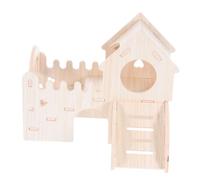 MERRYHAPY Wooden Hamster Enclosure with Steps and Window Multi-chamber Home for Dwarf Mice