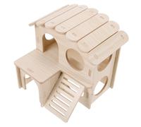 MERRYHAPY Wooden Hamster House Two-Tier Design PET Nest for Hamsters Mice and Gerbils for Indoor Play and Relaxation