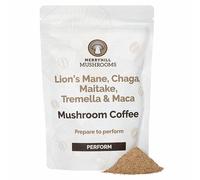 Merryhill Mushrooms - Lion's Mane,Chaga, Maitake, Tremella & Maca Mushroom Coffee Instant Drink | Immunity, Focus, Energy, Skin Health | 1500mg Adaptogens Per Serving | Vegan | No Added Sugar | 180g