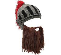 MERRYJULY Men's Head Barbarian Vagabond Beanie Original Foldaway Beard Hats Viking Horns Bearded Caps, Warrior Beard Hat, One size