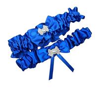MERRYJULY Royal Blue Wedding Belt Set Bridal Garters For Bride Plus Size Available, Royal Blue, L(17-21 inch)