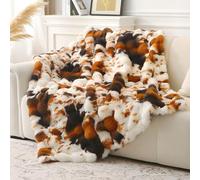 MERRYLIFE Luxury Plush Cow Print Faux Fur Throw Blanket for Couch 60" 80" | Bubble Design, Ultra-Plush Cozy Soft, Decorative farmhouse Blanket, Machine Wash, Sofa Travel Home Use