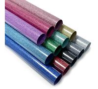 MerryMade Heat Transfer Vinyl HTV Bundle - 12 Sheets Glitter 12 x 10 Inch Iron on Vinyl for Cricut & Silhouette Cameo - HTV Easy to Cut and Weed for T Shirts, Hats and Others