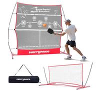 MerryMove Pickleball Practice Rebounder: 2in1 Pickle Ball Equipment for Solo Practice, Rebounder Training with Strategically Placed Targets, 6FT Mini Pickleball Net for Backyard, Driveway, and Garage