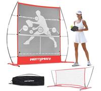MerryMove Pickleball Practice Rebounder Net: Portable Pickleball Rebounder or 6ft Mini Pickleball Net for Indoor Outdoor - 2in1 Pickleball Trainer for Dink Volley Training (Red)