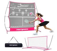 MerryMove Pickleball Rebound Net for Practice: Pink Pickleball Net Training Aid for Launcher Portable for Outdoor Backyard Driveway - Pickle Ball Gifts for Women Teens Adults