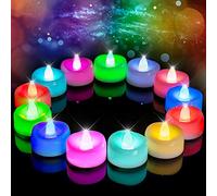 merrynights LED Candles, 12-Pack Color Changing Tea Lights Candles Battery Operated Bulk, Long-Lasting 200+ Hours Flameless Tealight Candles for Halloween Christmas Holiday Decor, 1.5'' D X 1.25'' H