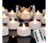 merrynights Remote Candles, 12PCS Flameless Tea Lights Candle Battery Operated with Timer, 400+Hours Remote Control LED Tea Lights Votive Candle for Holiday Table Centerpieces Decor