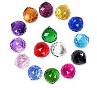 MerryNine 30mm/1.18" 15 Pack Crystal Ball Prism Sun Shine Catcher Rainbow Pendants Maker, Hanging Crystals Prisms for Windows, for Feng Shui, for Gift (Multicolor)