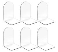 Merrynine 6 Pcs Acrylic Arch Bookends for Shelves, Clear Heavy Book Ends, Desk Organizer, Kid's Books, Small Cute Transparent Plastic Dividers Holders
