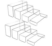 MerryNine 8 PCS Acrylic Risers for Display, 4-Tier Clear Display Stand Risers, multifunction acrylic transparent Pop stand for Cupcakes, Figures, cosmetics, Collectibles Display (Rectangle)