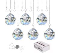 MerryNine Clear Crystal Ball Prism Sun Shine Catcher Rainbow Pendants Maker, Hanging Crystals Prisms for Windows, for Feng Shui, for Gift(40mm 6pack)