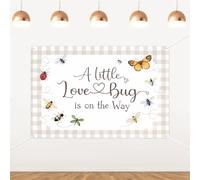 Merrystorm A Little Love Bug is on the Way Backdrop Neutral Gingham Insect Themed Baby Shower Photography Background Decorations for Gender Neutral Baby Shower Party Supplies 5x3ft