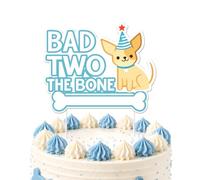 Merrystorm Bad Two the Bone Cake Topper Dog 2nd Birthday Decor for Boys