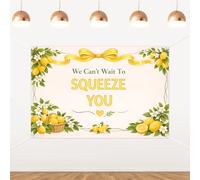 Merrystorm Citrus We Cant Wait to Squeeze You Backdrop 5x3ft Yellow Lemon Themed Photography Background Banner for Baby Shower Bridal Shower Birthday Party Decorations