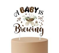 Merrystorm Coffee Themed Baby Shower Cake Topper, A Baby Is Brewing Coffee Beans Cake Decoration Double-Sided Paper Sign Dessert Table Decor for Welcome Baby Gender Reveal Party Supplies