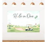 Merrystorm Golf First Birthday Backdrop Hole in One Birthday Decorations Green Golf Themed Photography Background for Boys 1st Birthday Party Decor Supplies Photo Booth 5x3ft