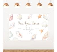 Merrystorm Sea You Soon Baby Shower Backdrop Coastal Shell Ocean Theme Party Background Banner Under the Sea Nautical Baby Shower Decorations Sea Animals Wall Decor Photo Booth Party Supplies 5x3ft
