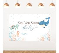 Merrystorm Sea You Soon Baby Shower Backdrop Under the Sea Decorations Nautical Ocean Sea Animals Baby Shower Party Background Coastal Beach Decor Photo Booth Wall Banner 5x3ft