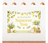 Merrystorm We Can’t Wait to Squeeze You Backdrop Lemon Baby Shower Backdrop Citrus Party Decoration Lemon Floral Wall Decor Photo Booth Background Banner for Women Celebration 5x3ft