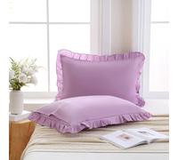 Merryword Lavender Purple Pillowcases King Size Ruffled Pillow Shams Set of 2 Cute Pillowcases Light Purple Shabby Chic Pillow Cover 2 Pack