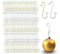 merryxmas 150 x Christmas Tree Hooks: Tree Hooks in Gold and Silver - S-shaped Hangers for Christmas Tree Baubles and Christmas Decoration